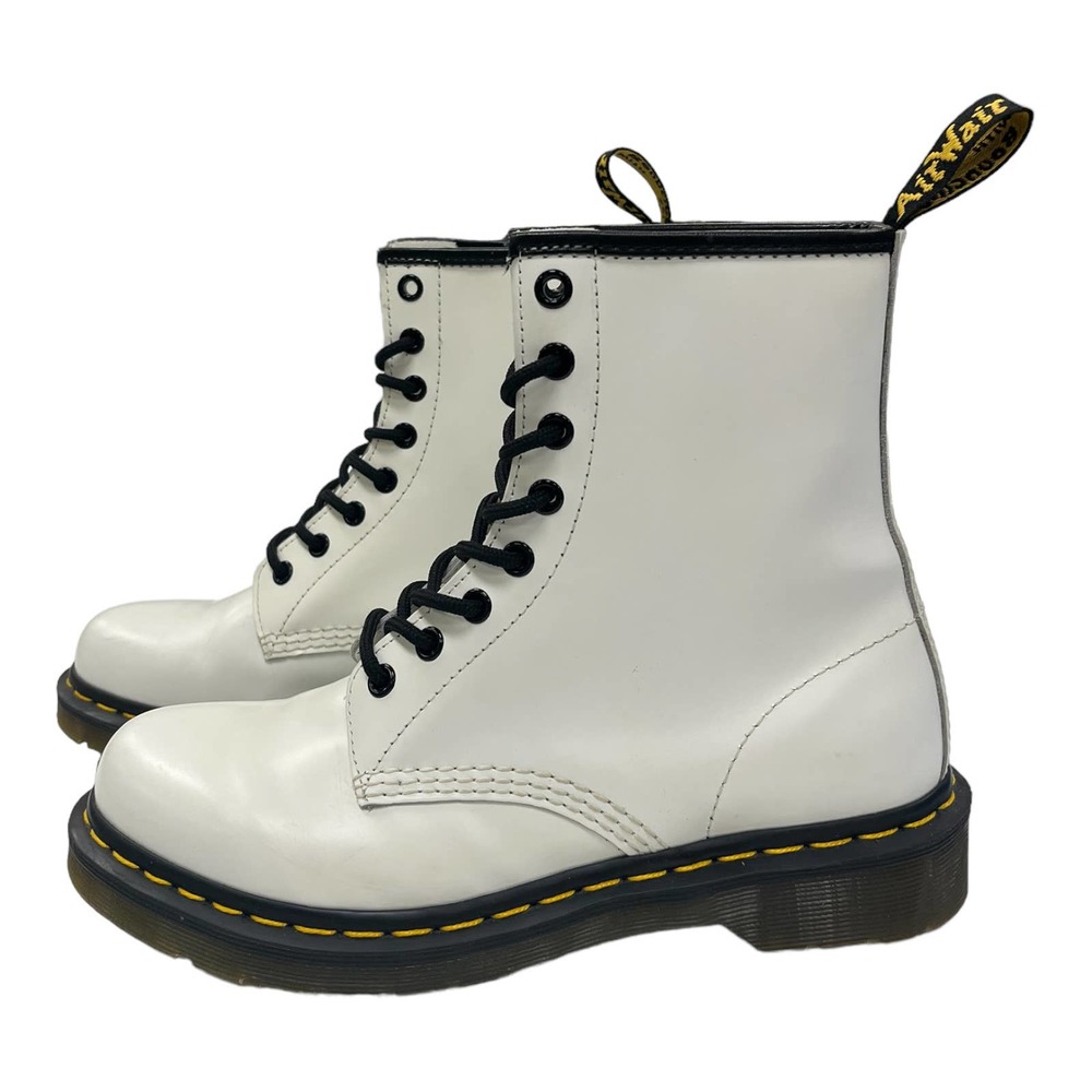 Dr. Doc Martens White Leather Combat Boots Air Wair Luana #AW004 Women's 8 US